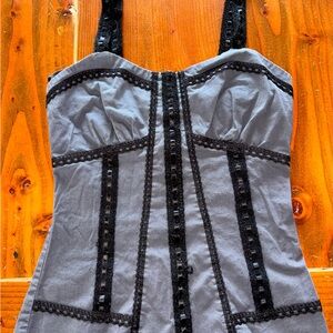 Black Orchid Gray Top with Black Lace Detail